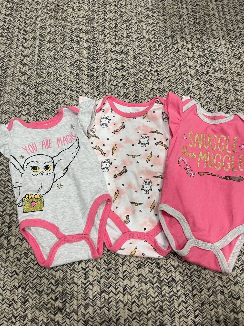 Harry Potter. Baby Onesie 3-Pack in Pink and Gray